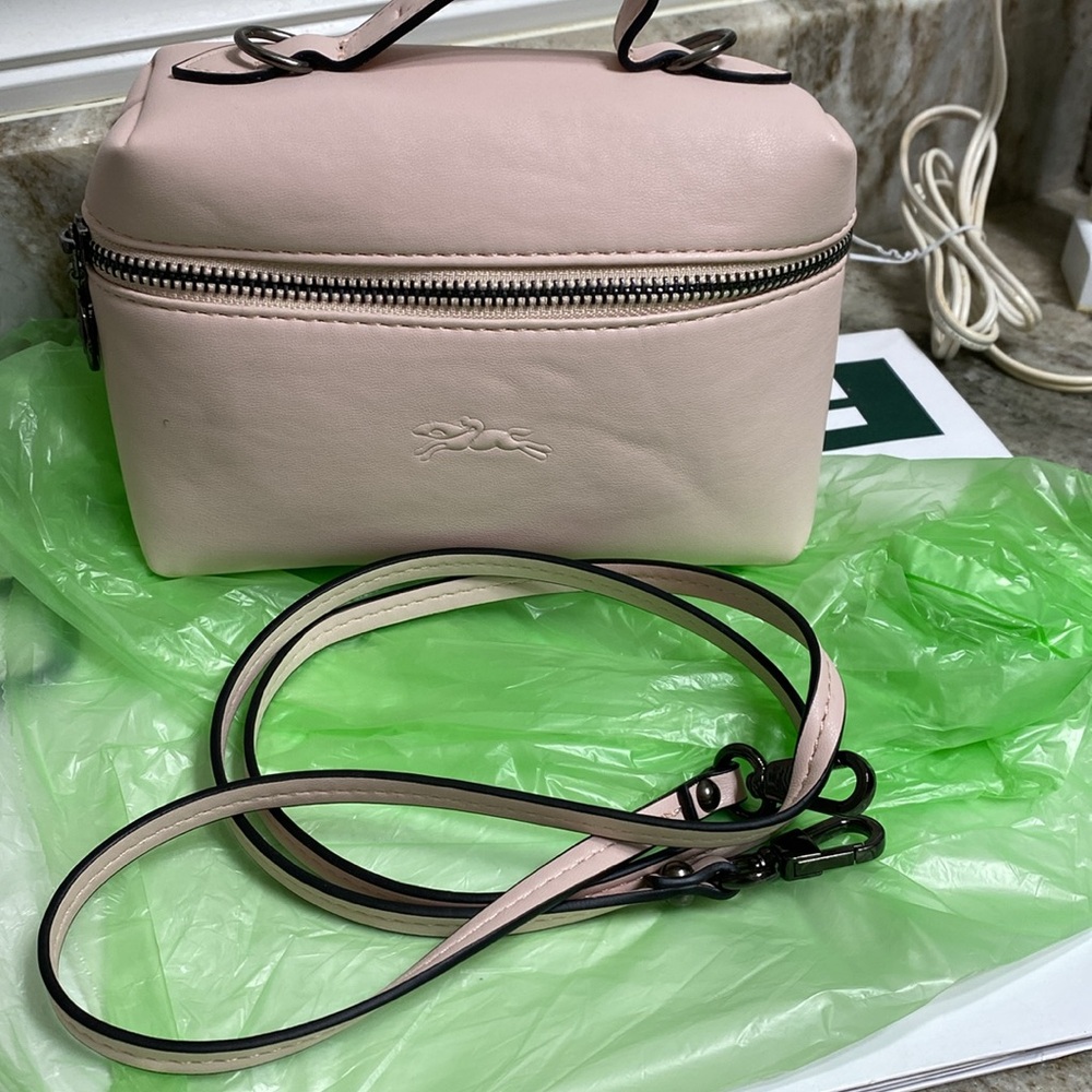 Light Pink Longchamp Le Piliage XS Vanity Case with Strap - Picture 9 of 9